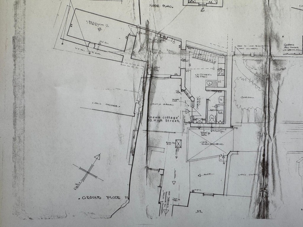 Lot: 179 - LEASEHOLD TOWN CENTRE COTTAGE FOR IMPROVEMENT WITH ADDITIONAL FREEHOLD LAND TO THE REAR - Library Drawings Provided by Seller of Proposed 1990s Extension